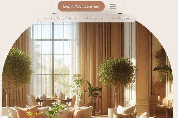 Warm organic website mockup with earth tone palette and soft rounded shapes